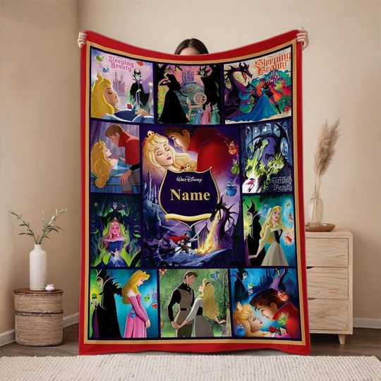 Vintage Sleeping Beauty Fleece Blanket, Prince Phillip Aurora Princess Blanket For Kid Baby Adult, Home Decor, Cute Christmas Gift
