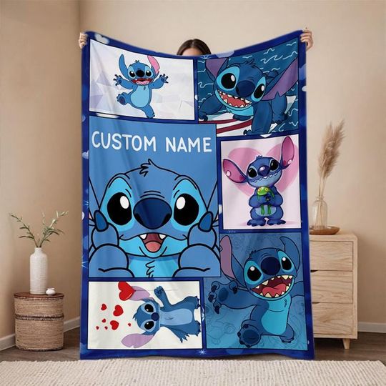 Personalized Stitch Blanket, Stitch Baby Fleece Blanket, Lilo and Friends Blanket,Stitch Birthday Gifts,Family Blanket, Gifts For Kids