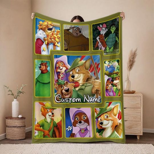 Disney Disney Robin Hood Blanket, Custom Name Robin Hood Birthday Gifts, Lady Marian Little John Robin Hood