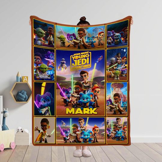 Custom Name Star Wall Blanket/Young Jedi Adventures Blanket/Star Wall Movie Blanket/Galactic Empire Bedding/Darth Vader Blanket