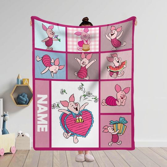 Personalized Piglet Blanket Winnie Pooh Piglet Fleece Blanket Winnie The Pooh Piglet Birthday Gifts Piglet Christmas Gifts