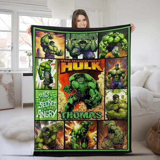 Personalized The Incredible Hulk Blanket | Hulk Fleece Blanket | Superhero Blanket | Birthday Gift | Incredible Hulk Blanket