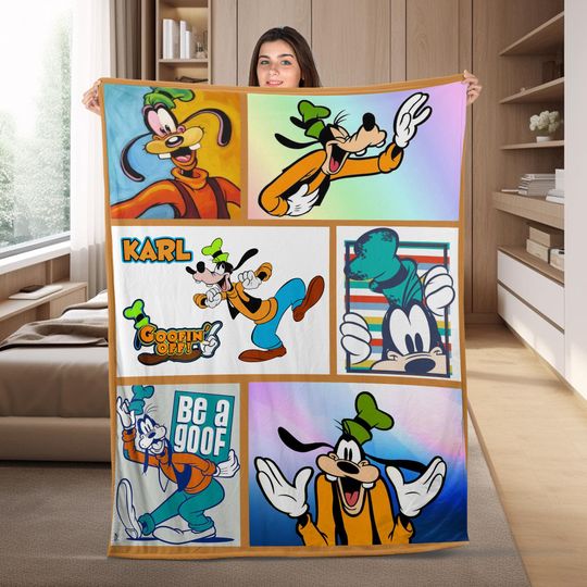 Disney Goofy Fleece Blanket Goofy Movies Blanket Max Goof Roxanne Throw Blanket for Bed Couch Sofa, Christmas Gifts