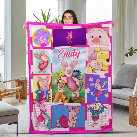 Piglet Fleece Blanket,Winnie The Pooh Piglet Blanket,Baby Blanket Birthday Gift, Bedroom Decor Xmas Gift Throw Blanket For Couch Sofa