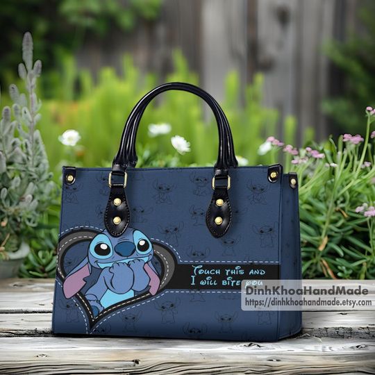 Lilo Stitch Leather Handbag, Lilo Stitch Leather Handbag, Crossbody Bag, Top Handle Bag, Stitch Leather Handbag