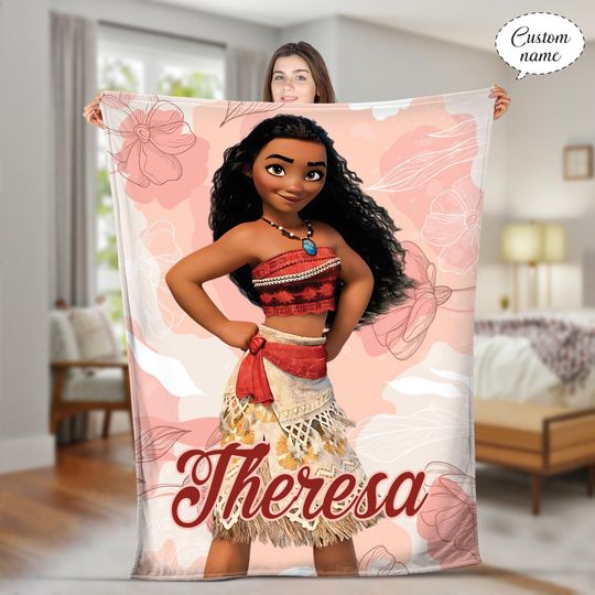 Personalized Princess Moana Blanket, Disney Princess Baby Name Blanket, Disney Moana Blanket, Moana Bedding Blanket