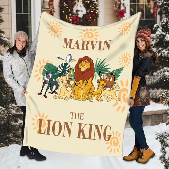 Personalized Disney The Lion King Blanket, Custom Mufasa Simba Timon Pumbaa Baby Blanket, Lion King Birthday Gift, Hakuna Matata