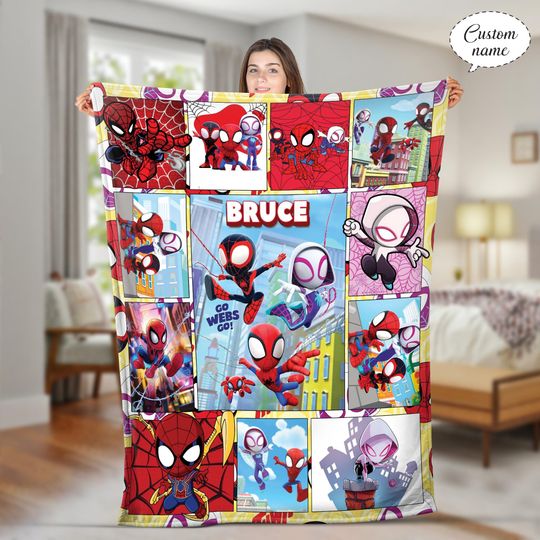 Personalized Spidey and His Amazing Friends Blanket, Amazing Friends Fleece Blanket, Spiderman Birthday Blanket, Spiderman Blanket