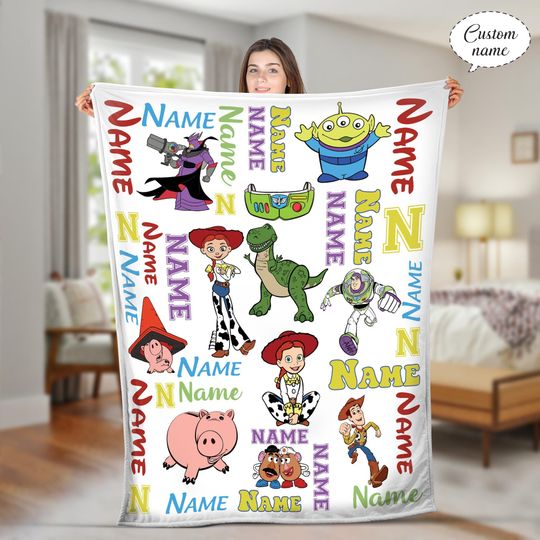 Personalized Disneyland Pixar Toy Story Blanket,Custom Name Baby Girl Boy Blanket, Toy Story Blanket