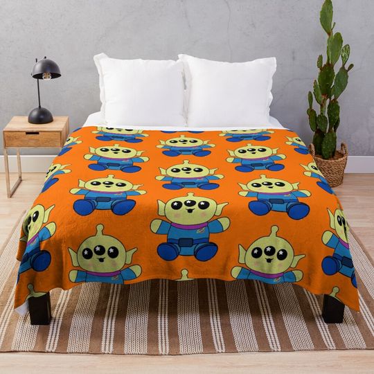 Green Toy Alien Plush Throw Blanket