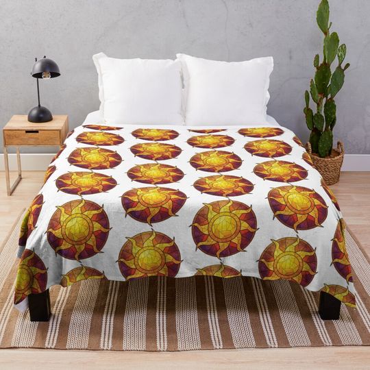 Stained Glass Tangled Sun Throw Blanket
