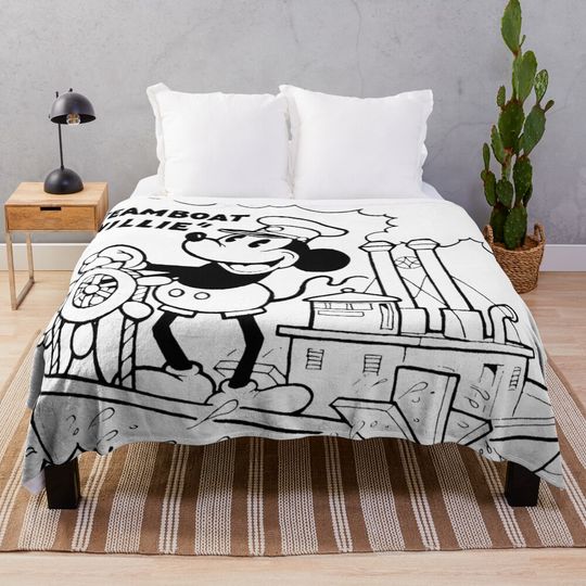 Steamboat Willie Poster Throw Blanket