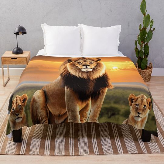 Mufasa quote from The Lion King - "Being brave doesn't mean you have to go looking for trouble" - High Quality PNG Throw Blanket