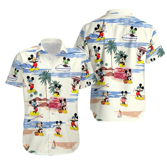 Discover Mickey Hawaiian Shirt Shorts Set Men's Women's Summer Casual Beach Vacation