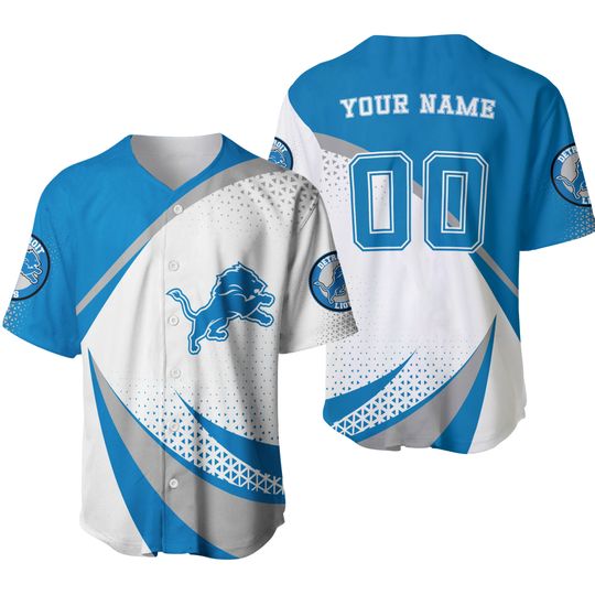 Personalized Detroit Lions Baseball Jersey, Retro Detroit Lions Team Jersey