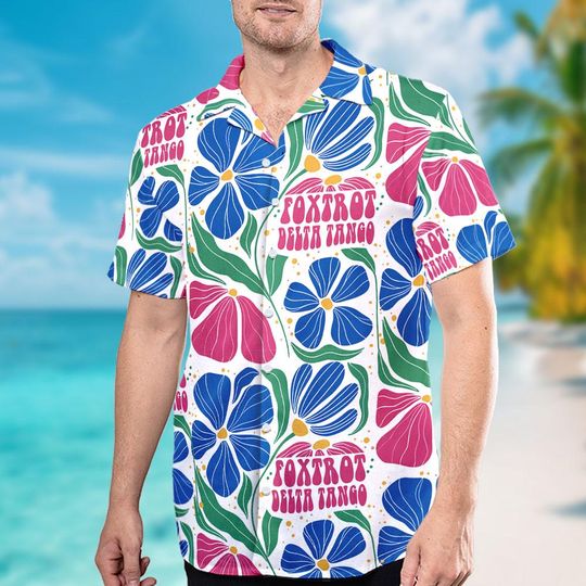 Subtle Anti Trump Hawaiian Shirt, Foxtrot Delta Tango Shirt, FDT Button Shirt, Anti MAGA Tee, Resist Gift, Summer Vacation Shirt