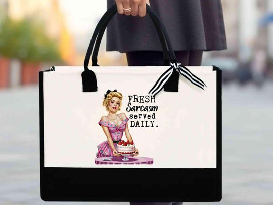 Fresh Sarcasm Served Daily Bag, Sarcastic Tote, Sarcasm Bag, Funny Sarcastic Tote, Sarcasm Served Bag, Fresh Sarcasm Tote, Womens Tote