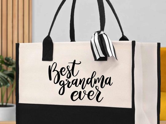 Best Grandma Ever Tote Bag - Canvas Bag for Grandma Gifts, Mother's Day Gift Idea, Birthday Present for Grandma, Grandmother Nanny Tote Bag