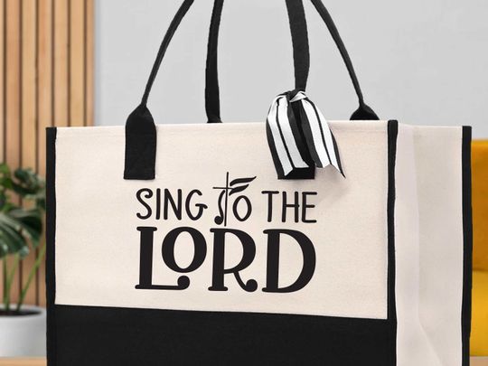 Sing to the Lord Women Tote, Religious Gift, Large Tote Bag, Church Tote Bag, Inspirational Tote, Music Lover Gift, Gift for Christian Woman