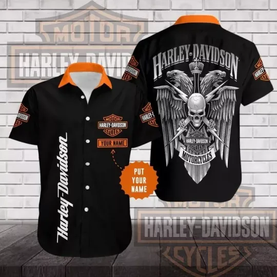 Personalized Harley Racing Davidson Casual Button Down Shirt