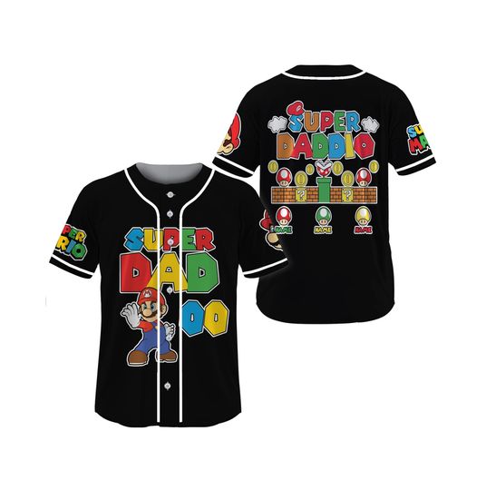 Personalized Super Daddio Baseball Jerseys, Custom Mario Dad Shirt, Super Dad Shirt, Super Mario Jersey, Fathers Day Shirt, Gift For Dad