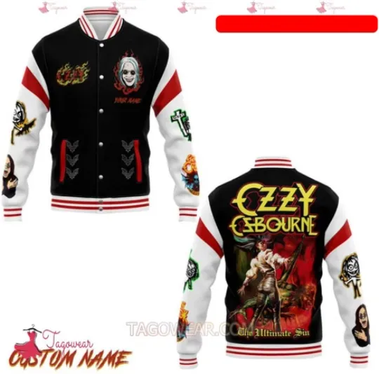 Ozzy Osbourne Band The Ultimate Sin Personalized Baseball Jacket