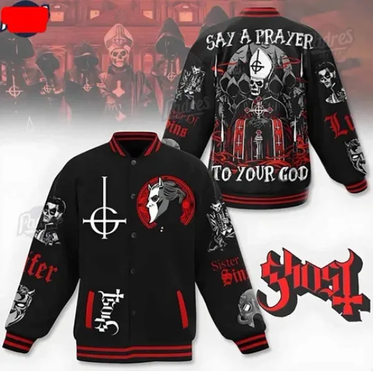 All Size Best Music Ghost Band Black Baseball Jacket