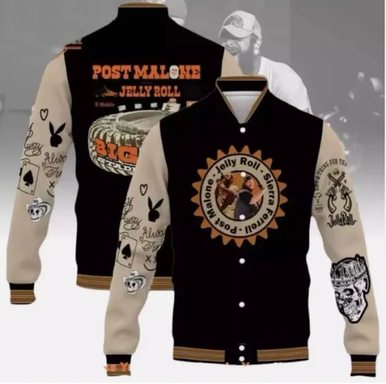 Post Jelly Roll Jacket, Big Ass World Tour Baseball Jacket