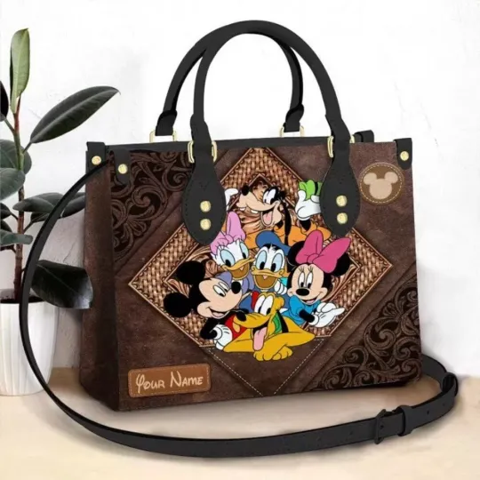 Personalized Mickey Mouse Ears Leather Handbag, Mickey Mouse Lovers Gift