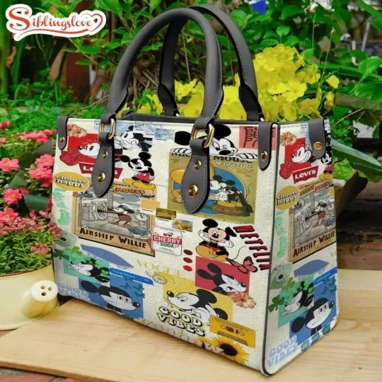 Mickey Mouse Ears Leather Handbag, Mickey Mouse Lovers Gift
