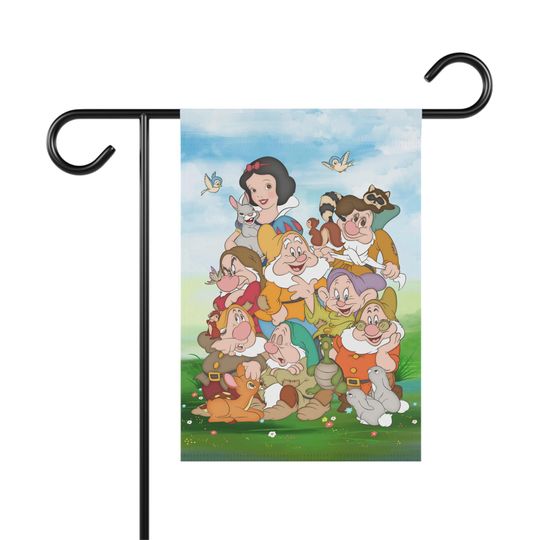 Disney's Snow White & The Seven Dwarfs House Flag, Unique Home and Garden Flag, Disney Garden Decor, Outdoor Flag, Disney Princess Banner