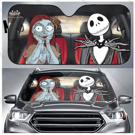 Jack & Sally Car Sunshade, Nightmare Before Christmas Windshield Shade