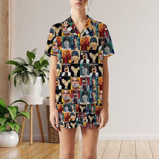 Eminem Shorts Pajama Set, Eminem Rapper Pajamas short Set, Rap Pajamas short Set, Pajamas Short set