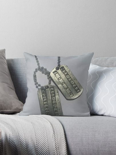 xmen logan dogtag Pillow