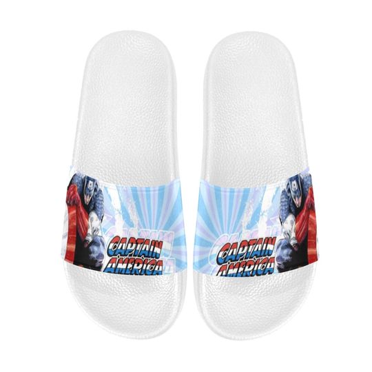 Captain America Slide Sandals: Unisex Boyfriend/Girlfriend Gift, Birthday & More