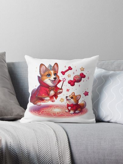 Corgi Avenger Wanda Corgi: Canine Witchcraft and Mystical Power Pillow