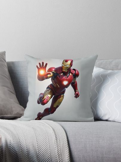 Iron Man Power Flight – Futuristic Action Sticker Pillow