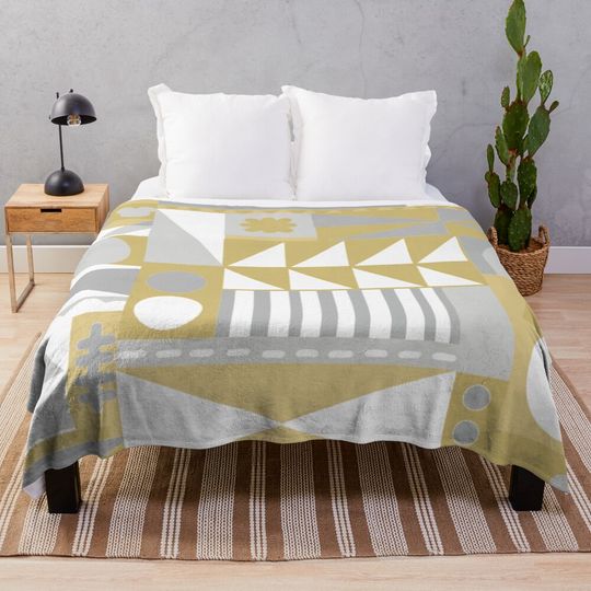 Gold and Silver "it's a small world" Pattern Throw Blanket