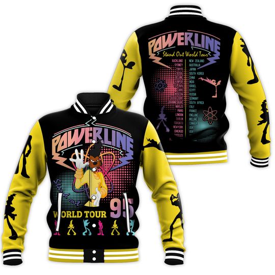 Powerline Stand Out World Tour Kids and Youth Baseball Jacket, A Goofy Movie Powerline Varisty Jackets, Magic Kingdom, WDW Birthday 2025
