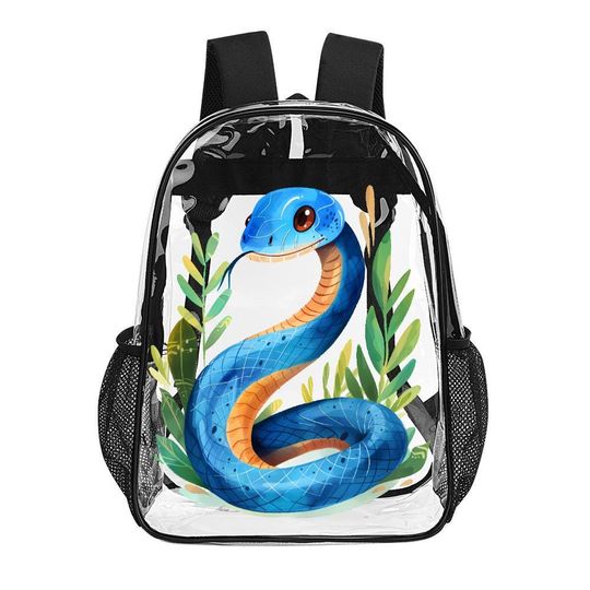 Beautiful Blue snake, Transparent Bag, Transparent Backpack, See Through Rucksack