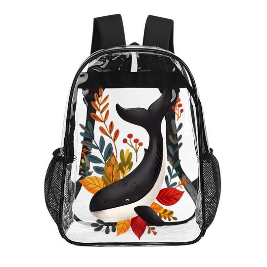 Floral Whale Clear Rucksack, Transparent Bag