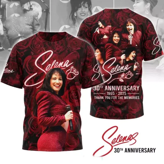 Selena 30th Anniversary 1995-2025 Thank You 3D T-Shirt
