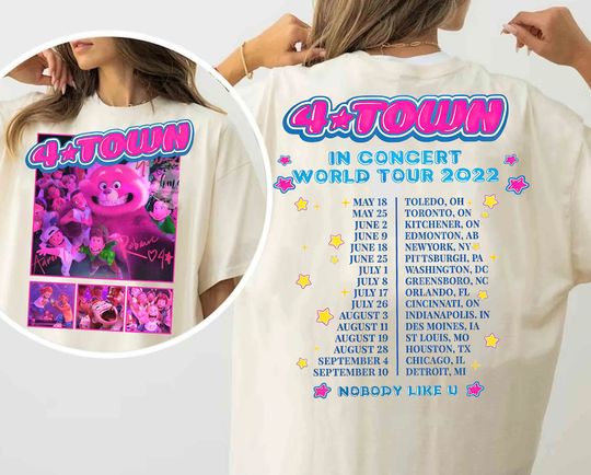 Retro 2-Sided Disney Turning Red 4 Town World Tour Shirt | 4 Town Music Band Lover T-Shirt | Pixar Fest 2025 Trip Tee | Pals Playtime Party