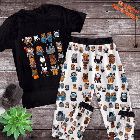 Horror Cats Pajama Set - Halloween Movie Family PJs