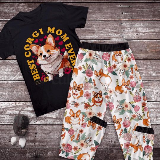 Corgi Mom Pajama Set - Corgi Dog Christmas Family PJs
