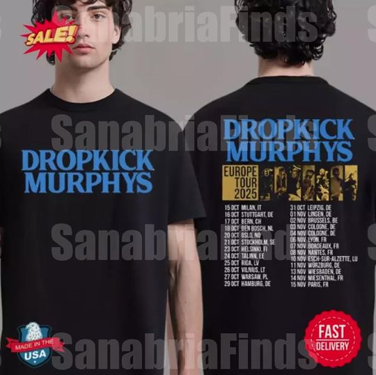 Dropkick Murphys Europe Tour 2025 Autumn Tour Dates Two Sides T-Shirt