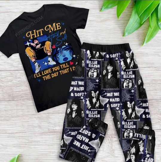 Billie Eilish Hit Me Hard And Soft Pajamas Set, Billie Eilish Pajamas Set, Comfortable & Stylish Sleepwear for Fans