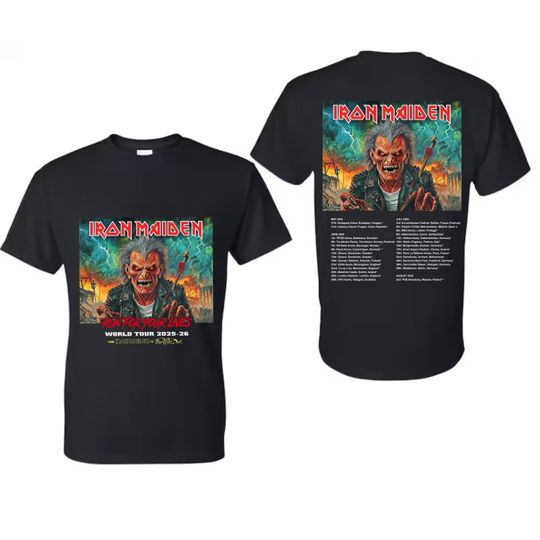 Iron Maiden Tour 2025-26 T-Shirt, Run for Your Lives Tour 2025 with Tour Dates, Unisex Shirt Heavy Metal
