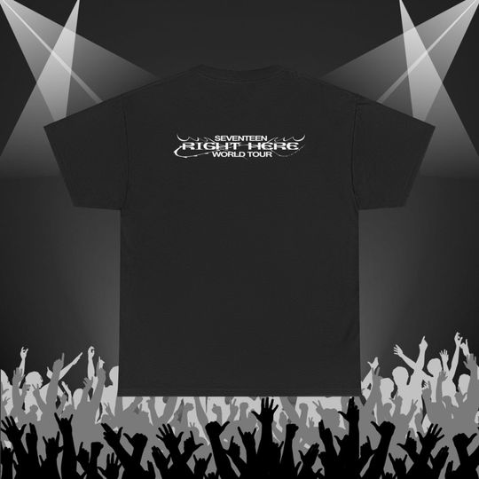 Seventeen Right Here World Tour Tee, Kpop Unisex Heavy Cotton T-Shirt, Seventeen 2025 Merchandise, Black Cotton Shirt, Seventeen Fans Gift,