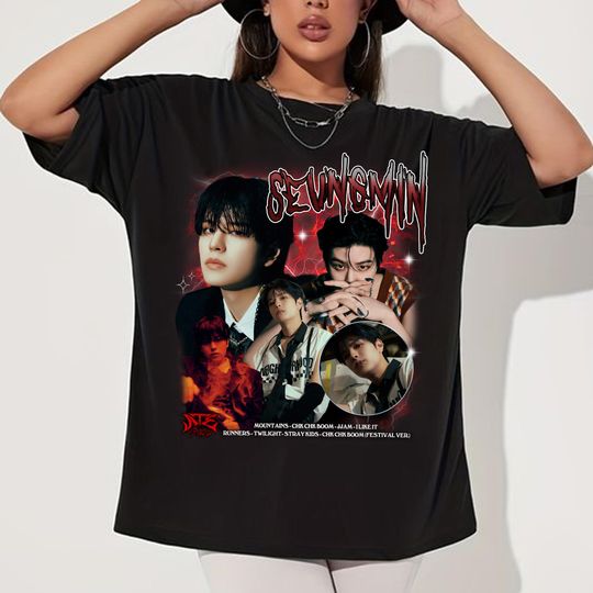 Seungmin Stray kids Ate Graphic T-shirt, Stray Kids ATE Album Shirt, tray Kids ChkChkBoom Shirt, Skz Kpop Lee Know, Bang Chan, Hyunjin, Han